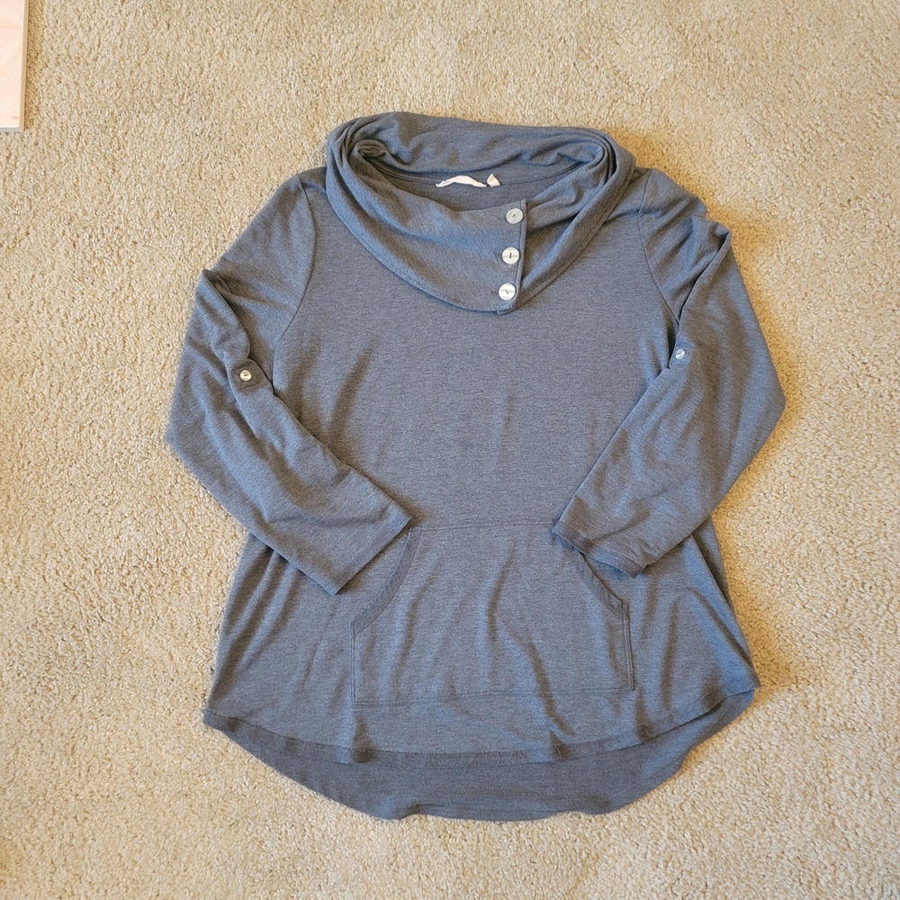 Soft Surroundings Kassidy Cowl Neck Roll Tab Pullover - Picture 3 of 9